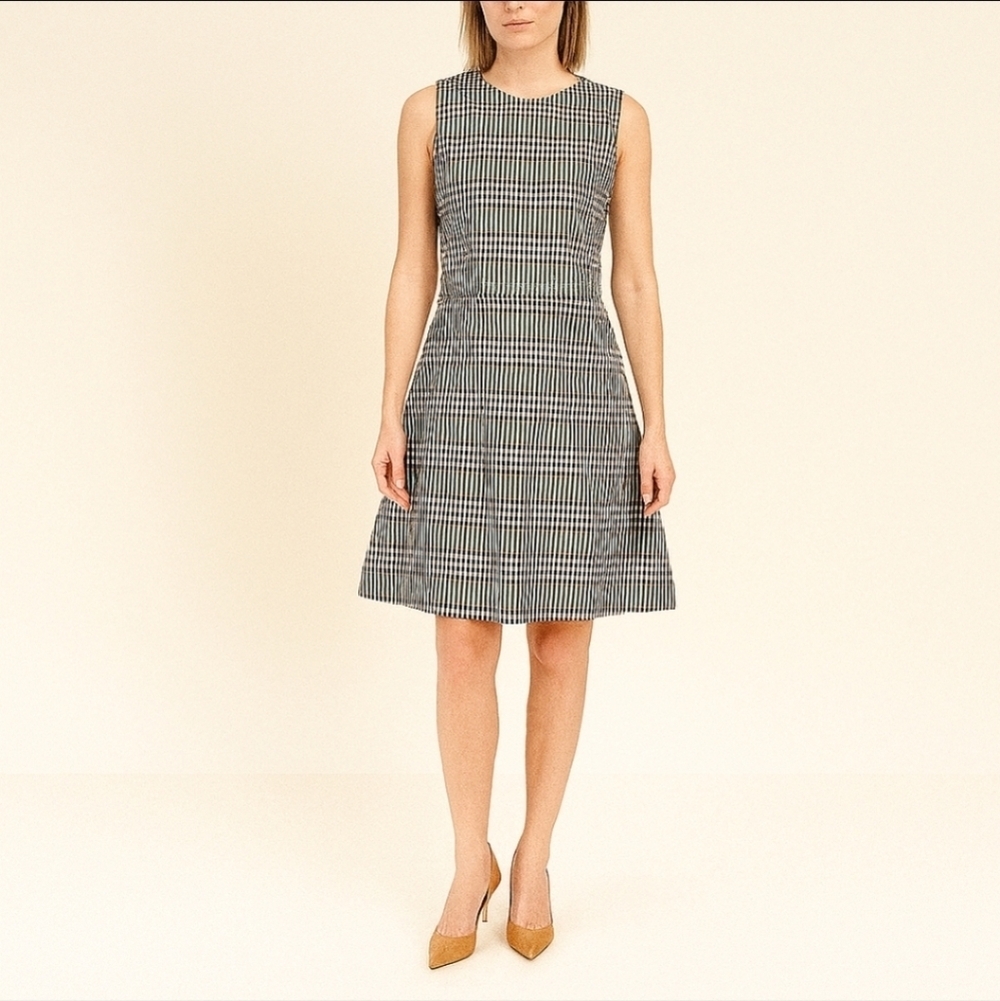 Marni Blue Black Check Sleeveless dress 4 40 NEW